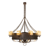 Side lit view emphasizing multiple glowing jadestone glass shades.