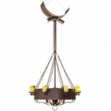 Side lit view featuring green jadestone shades and bronze metalwork.