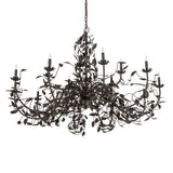 Pear Leaf chandelier unlit with decorative leaf and branch design.
