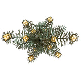 Bottom view of the chandelier showing lantern placement along radiating branches.
