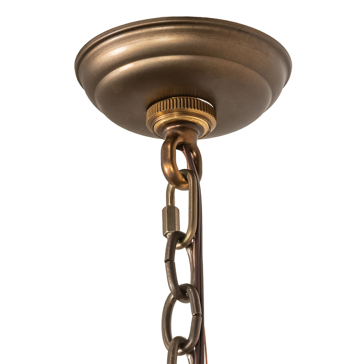 Close up view of chandler chain mount and canopy hardware.