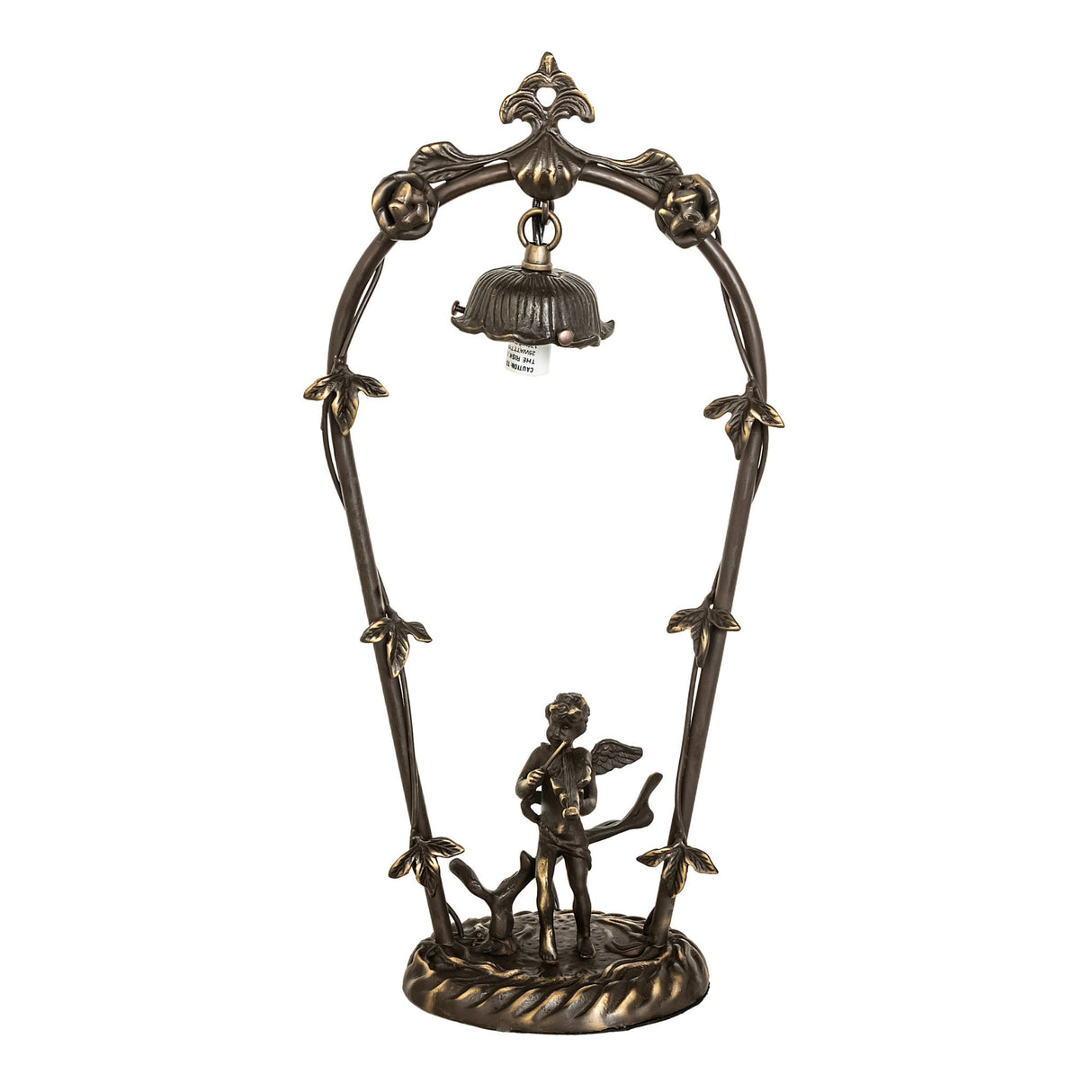 Bare frame of the pink and blue cherub mini lamp emphasizing structural design.