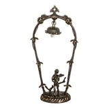 Bare frame of the pink and blue cherub mini lamp emphasizing structural design.