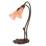Unlit view of the Pink Pond Lily accent lamp showcasing its elegant glass shades.