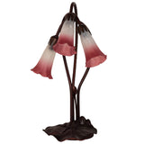 unlit view of pink/white pond lily accent lamp showcasing delicate craftsmanship and fine details.