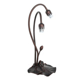 Pink/White Tiffany Pond Lily accent lamp frame with a Mahogany Bronze finish.