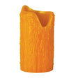 Honey amber poly resin candle cover with uneven top design.