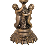 Closeup view of the cherub base on the Pond Lily Twin Cherub accent lamp.