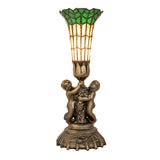 Full profile of the Pond Lily Twin Cherub Accent Lamp featuring cherubs and ornate base.