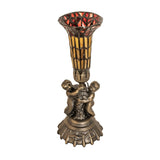 Unlit view of the Pond Lily Twin Cherub accent lamp showcasing detailed cherub base.