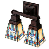 Angled view of Prairie Wheat 2 Light Wall Sconce emphasizing geometric shades.