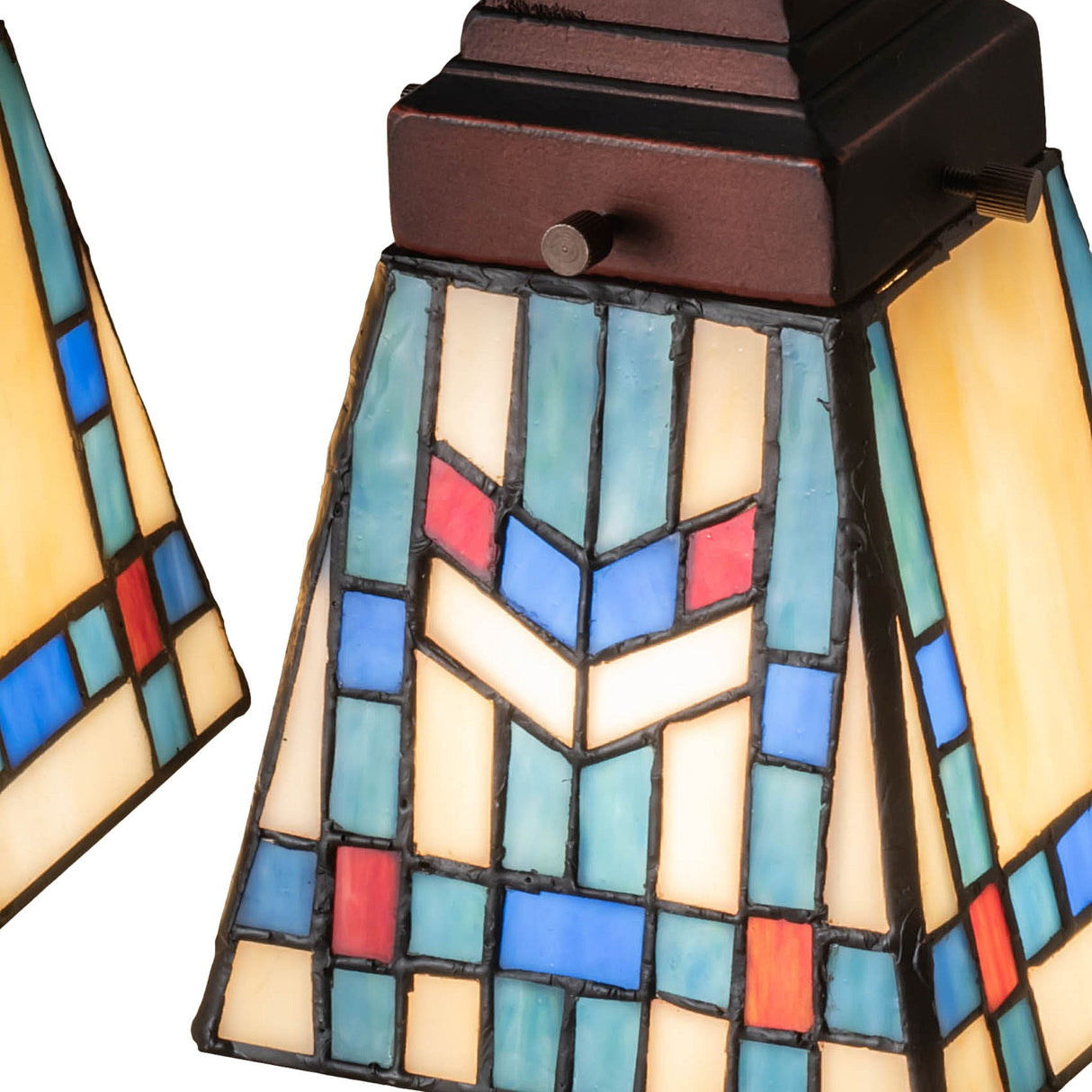 Detailed close-up of Prairie Wheat Wall Sconce showcasing stained glass craftsmanship.