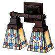 Front view of 12" wide Prairie Wheat 2 Light Wall Sconce with Mahogany Bronze finish.