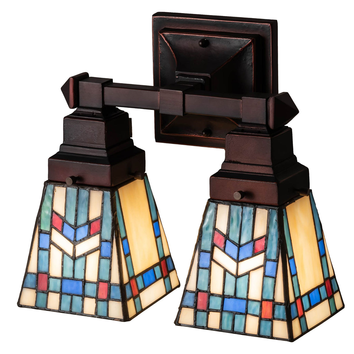 Front view of 12" wide Prairie Wheat 2 Light Wall Sconce with Mahogany Bronze finish.