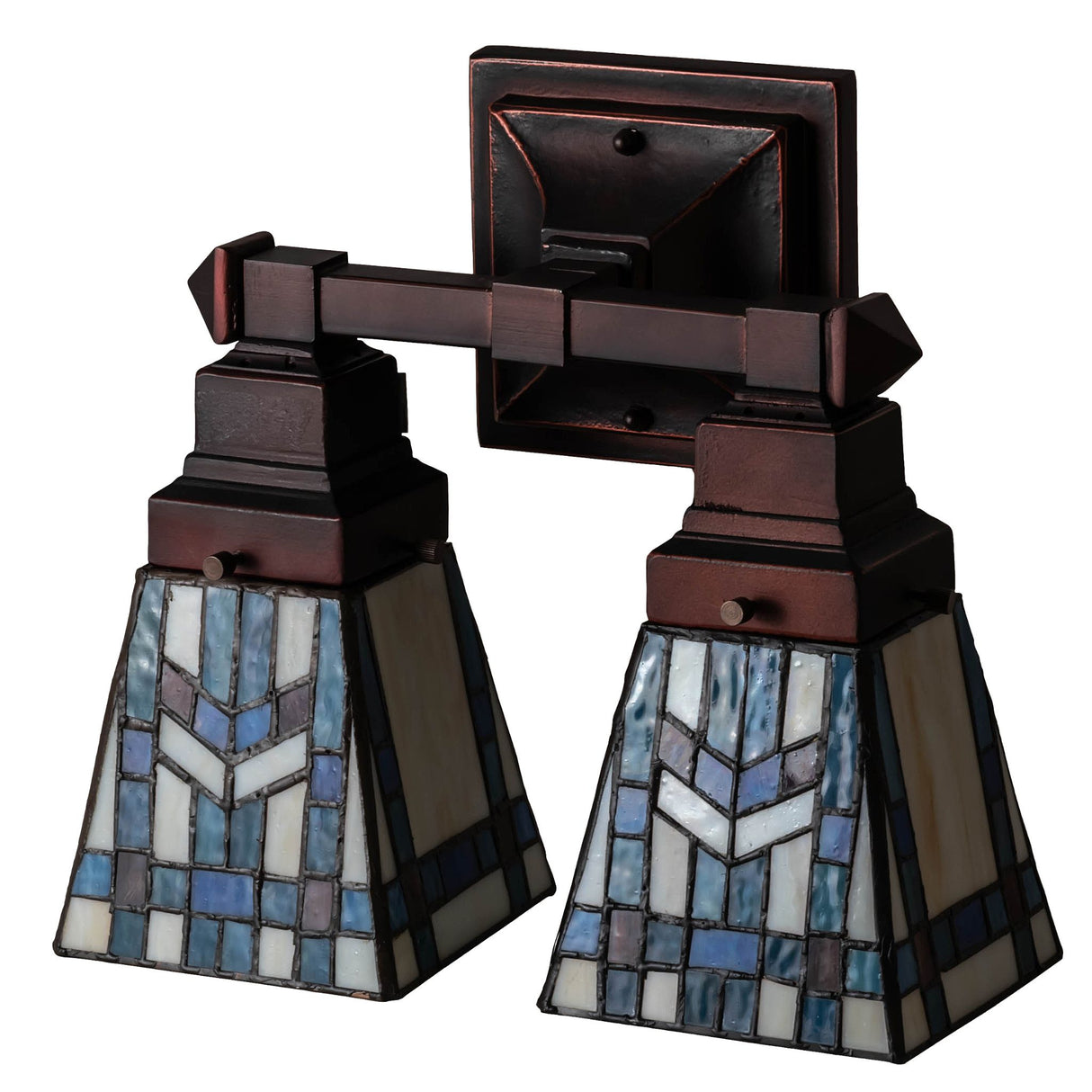 Unlit view of the Prairie Wheat Wall Sconce showcasing its geometric stained-glass design.