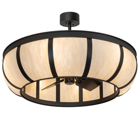 Angled lit view of Prime Dome Chandel-Air with Creme Carrare Idalight shade.