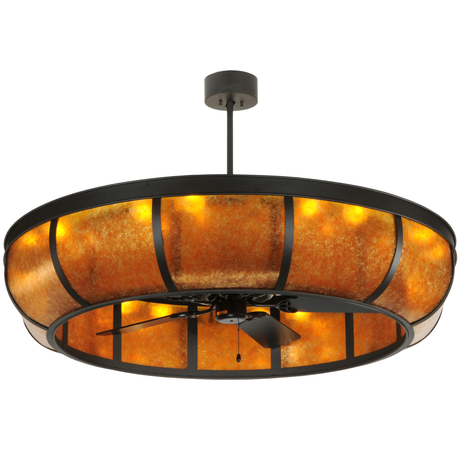 Angle view of lit Prime Dome Chandel-Air ceiling fan light.