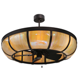 Bottom angle lit view featuring rich bronze hardware and illuminated dome.