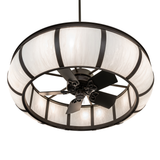 Bottom view showing fan blades and glowing Idalight diffuser.