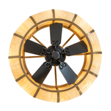 Bottom view of Prime Dome chandelier fan with visible fan blades.