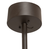 Close-up of ceiling canopy and downrod in matching bronze finish.