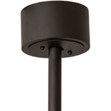 Close-up of ceiling mount and support rod in bronze finish.