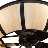 Closeup showing fan hub and warm cream Idalight shade texture.