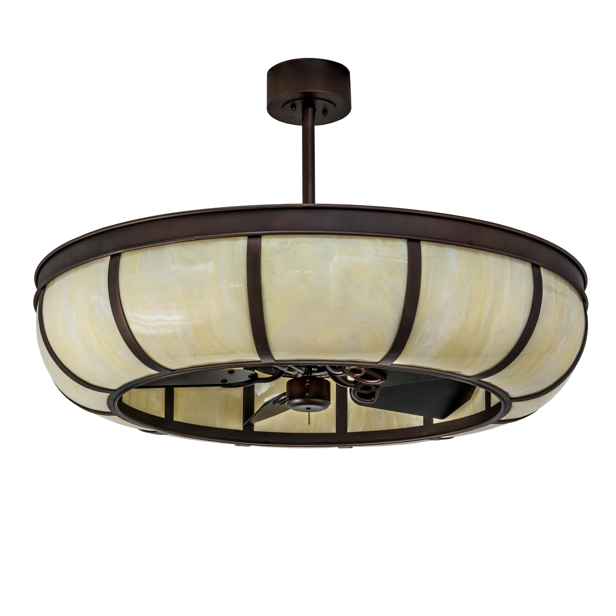 Front unlit view showing dome design with Mahogany Bronze frame.