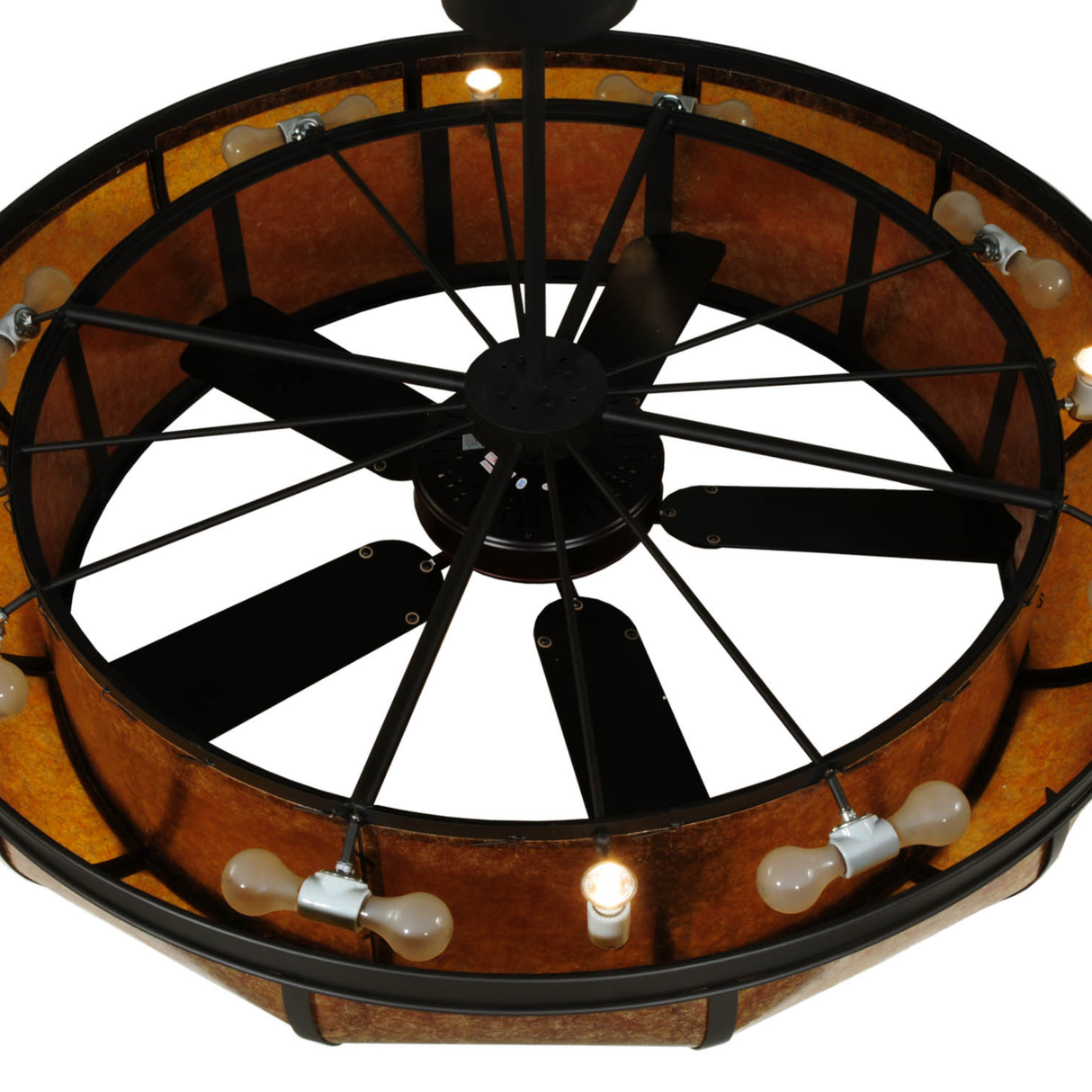 Interior bulb arrangement of unlit Prime Dome Chandel-Air fixture.
