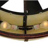 Close-up of light sockets and wiring inside Prime Dome Chandel-Air.