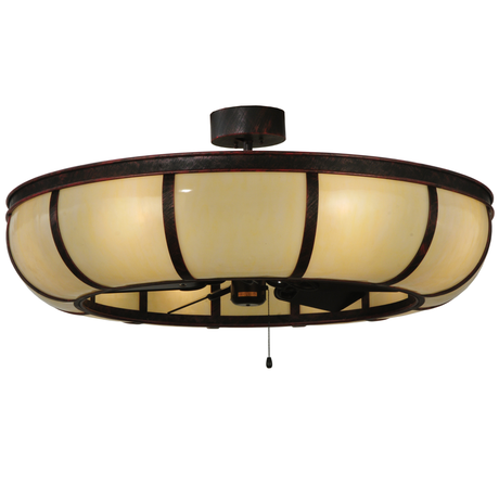 Prime Dome Chandel-Air lit front view with Oil Rubbed Bronze frame.