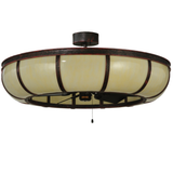 Slight angled front view of Prime Dome Chandel-Air illuminated.