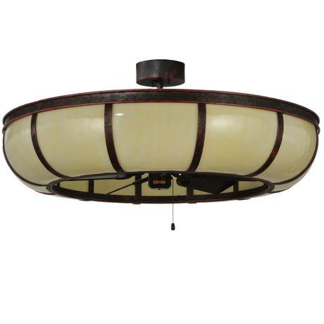 Slight angled front view of Prime Dome Chandel-Air illuminated.