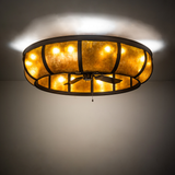 Prime Dome Chandel-Air illuminating ceiling with soft golden light.