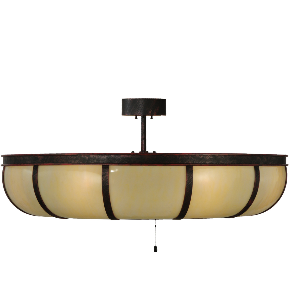 Side view of lit Prime Dome Chandel-Air showing Crème Carrare shade.