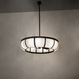Prime Dome Chandel-Air softly illuminated in modern room setting.