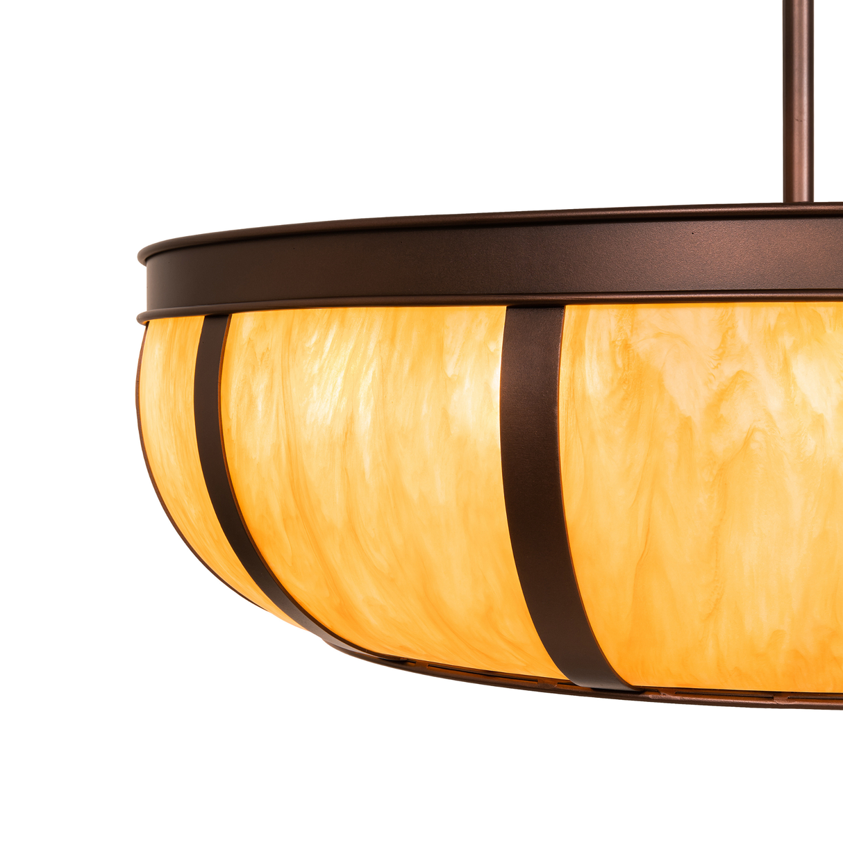 Close-up of Prime Dome amber Idalight shade and metal band finishing.