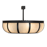 Side lit view highlighting warm glow and wrought iron detailing.