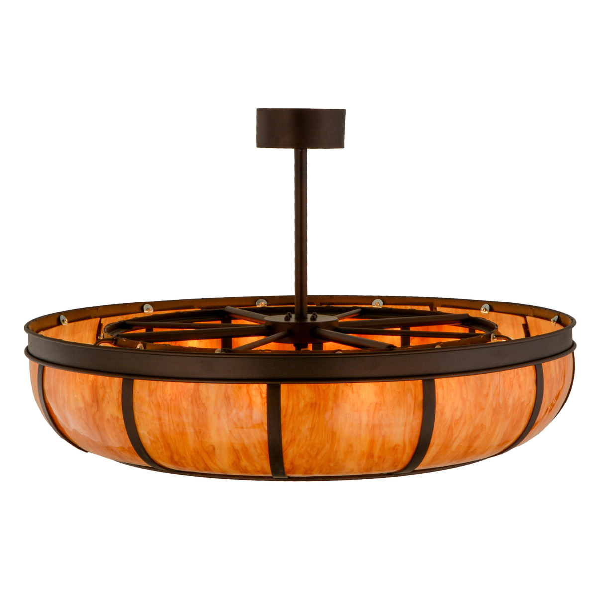 Top angle lit view showing circular frame and structural spokes.