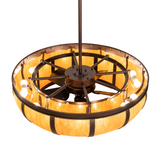 Top view of Prime Dome chandelier fan revealing inner lighting and fan structure.