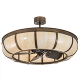 Unlit angled view showcasing smooth dome shape and antique copper frame.