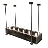 Top angle view showing the glowing shades of the Quadrato oblong chandelier.