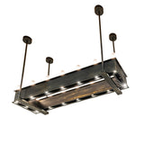Bottom angle view showcasing the under-lighting of the Quadrato chandelier.
