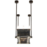 Straight end view of the Quadrato oblong chandelier showing fixture depth and supports.