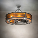 Ambient view of illuminated RBQ Chandel-Air with warm amber glow.