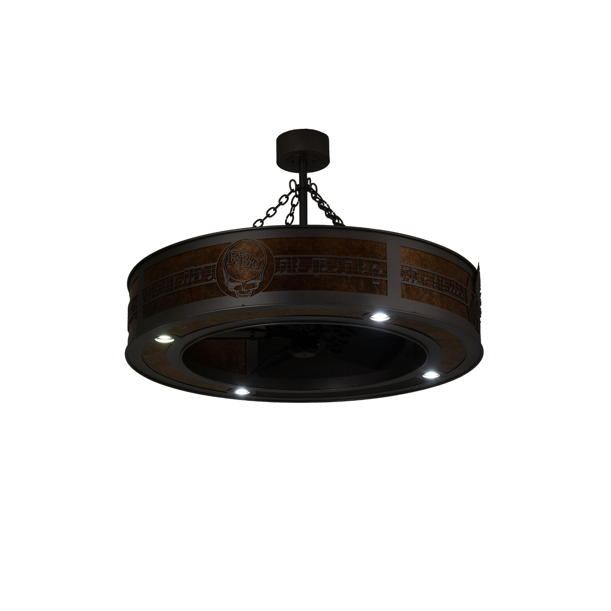 Downlight view showing focused illumination around circular frame.