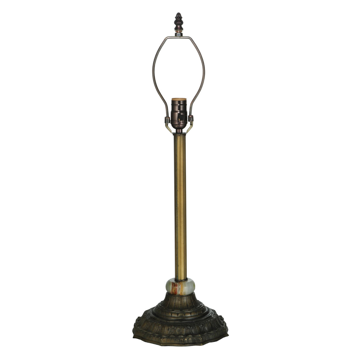 Elegant reeded column table lamp base in brass finish.