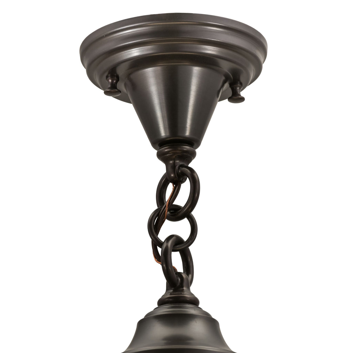 Close-up of the mounting details on the Revival Craftsman Flushmount Hardware.