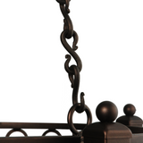 Detailed view of hand-forged chain link design.
