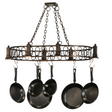 Front view of 43" long Revival Deco 6 light pot rack chandelier.